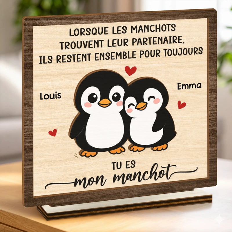 Plaque En Bois Personnalisée À Deux Couches – Cadeaux Personnalisés D’Anniversaire, De Noël Et De Mariage Pour Mari Et Femme, Lui Et Elle – Tu Es Mon Manchot