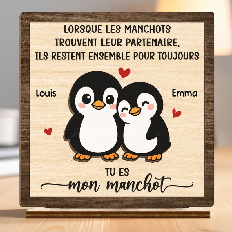Plaque En Bois Personnalisée À Deux Couches – Cadeaux Personnalisés D’Anniversaire, De Noël Et De Mariage Pour Mari Et Femme, Lui Et Elle – Tu Es Mon Manchot