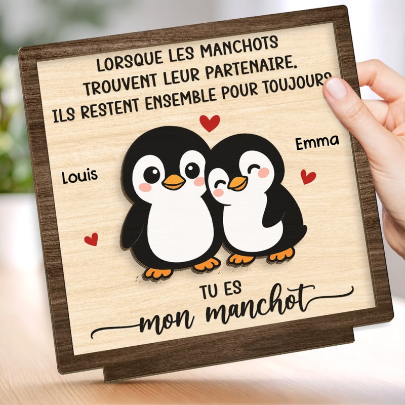 Plaque En Bois Personnalisée À Deux Couches – Cadeaux Personnalisés D’Anniversaire, De Noël Et De Mariage Pour Mari Et Femme, Lui Et Elle – Tu Es Mon Manchot
