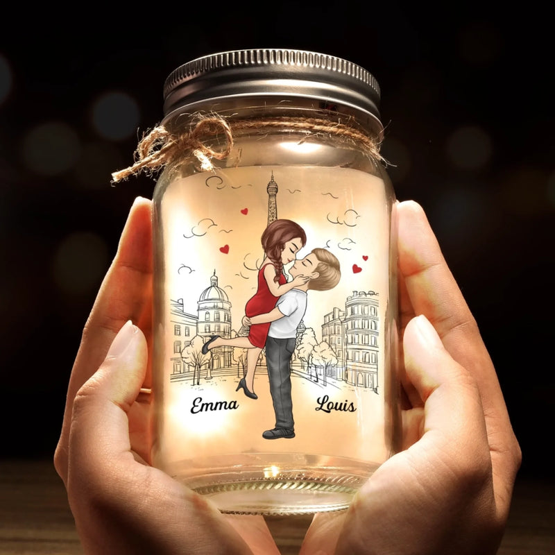 Lampe Bocal Mason Personnalisée – Cadeaux D’Anniversaire Et De Mariage Pour Mari Et Femme, Pour Lui Et Pour Elle – Ton Amour Fait Danser La Lumière Dans Ma Vie