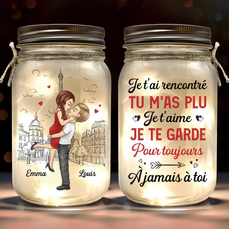Lampe Bocal Mason Personnalisée – Cadeaux D’Anniversaire Et De Mariage Pour Mari Et Femme, Pour Lui Et Pour Elle – Ton Amour Fait Danser La Lumière Dans Ma Vie