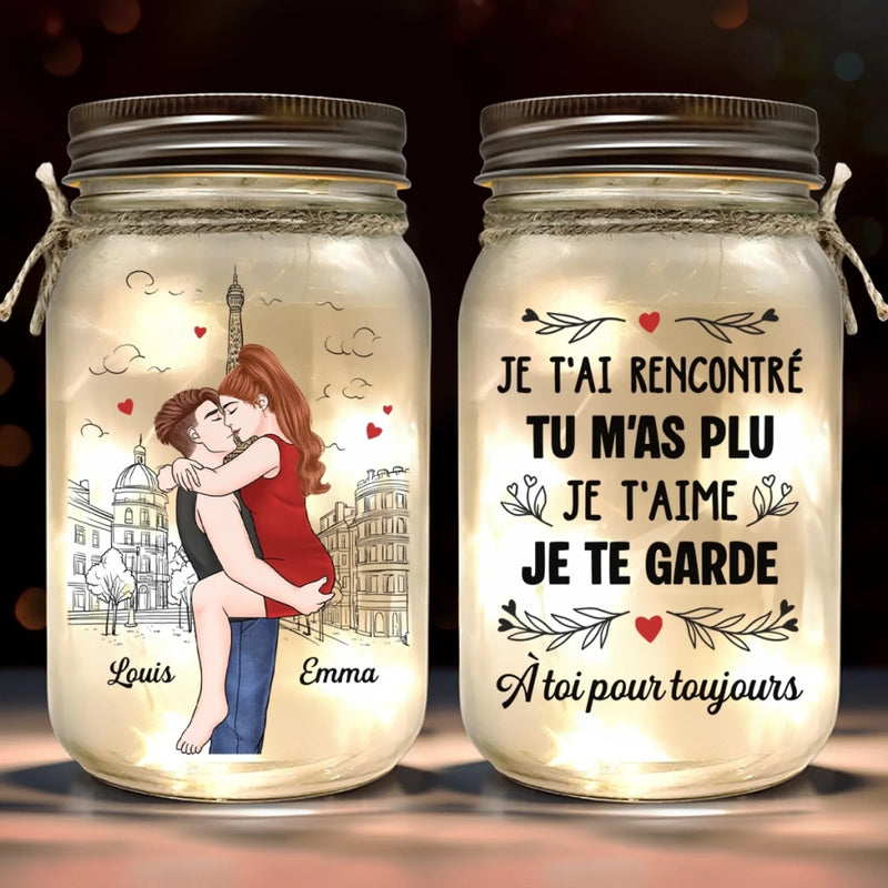 Lampe Bocal Mason Personnalisée – Cadeaux D’Anniversaire Et De Mariage Pour Mari Et Femme, Pour Lui Et Pour Elle – Avec Toi, Même L’Ombre Devient Lumière
