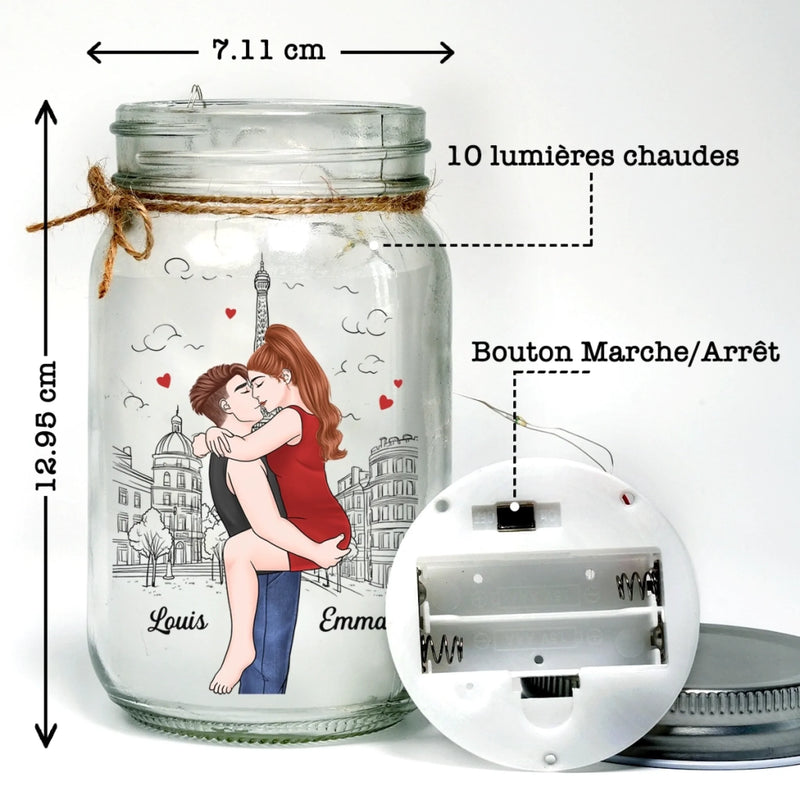 Lampe Bocal Mason Personnalisée – Cadeaux D’Anniversaire Et De Mariage Pour Mari Et Femme, Pour Lui Et Pour Elle – Avec Toi, Même L’Ombre Devient Lumière