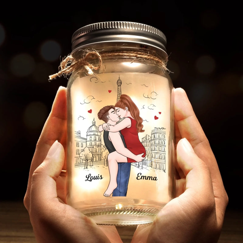 Lampe Bocal Mason Personnalisée – Cadeaux D’Anniversaire Et De Mariage Pour Mari Et Femme, Pour Lui Et Pour Elle – Avec Toi, Même L’Ombre Devient Lumière