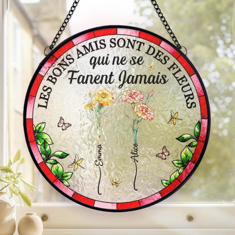 Attrape-Soleil Suspendu En Verre Coloré Personnalisé – Cadeaux D’Anniversaire Personnalisés Pour Meilleures Amies – Des Liens Fleuris Qui Durent Pour Toujours