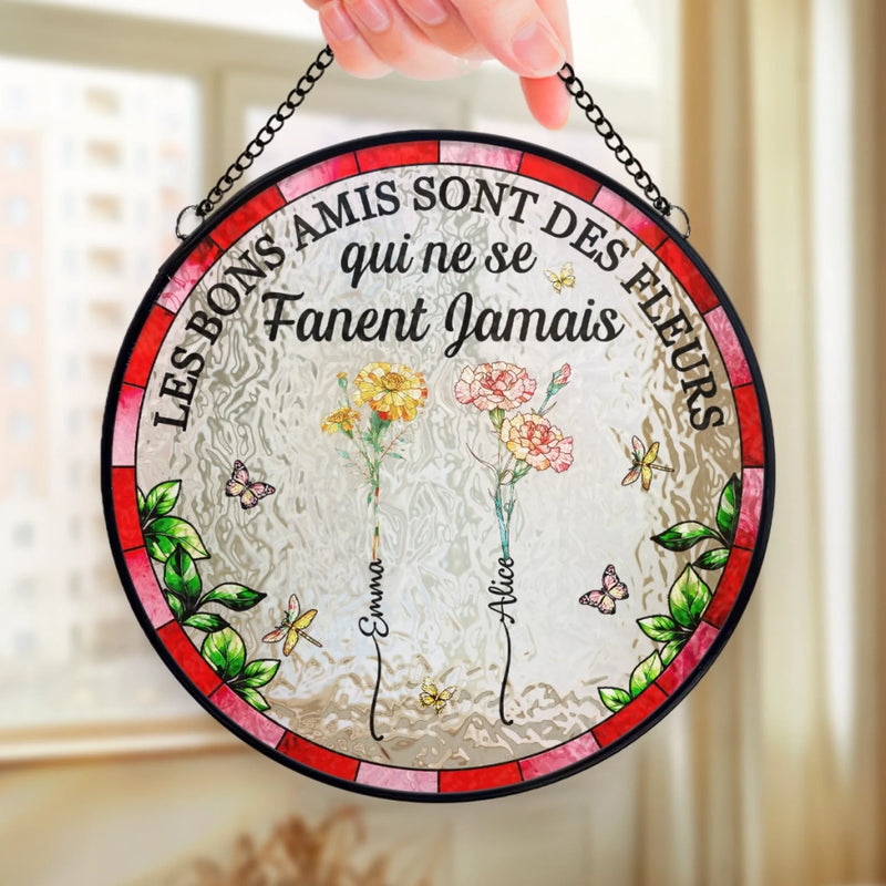 Attrape-Soleil Suspendu En Verre Coloré Personnalisé – Cadeaux D’Anniversaire Personnalisés Pour Meilleures Amies – Des Liens Fleuris Qui Durent Pour Toujours