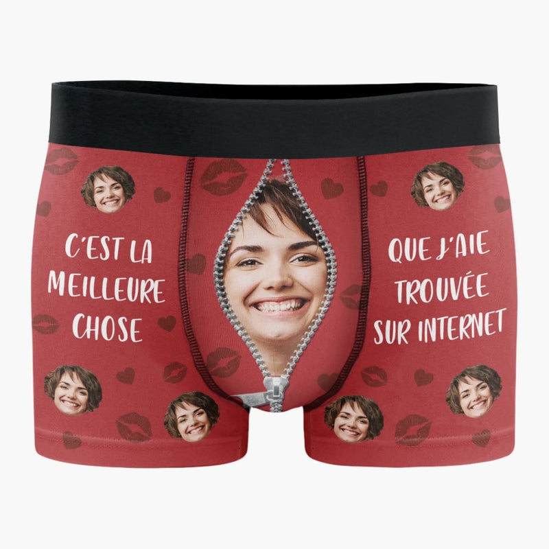Boxer Homme Personnalisé Avec Photo – Cadeaux D’Anniversaire, De Noël Et De Mariage Pour Mari Et Femme, Pour Lui Et Pour Elle – Je Suis Ta Preuve Que Les Bonnes Surprises Existent