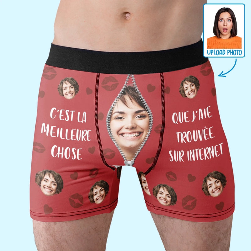 Boxer Homme Personnalisé Avec Photo – Cadeaux D’Anniversaire, De Noël Et De Mariage Pour Mari Et Femme, Pour Lui Et Pour Elle – Je Suis Ta Preuve Que Les Bonnes Surprises Existent
