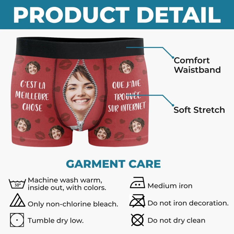 Boxer Homme Personnalisé Avec Photo – Cadeaux D’Anniversaire, De Noël Et De Mariage Pour Mari Et Femme, Pour Lui Et Pour Elle – Je Suis Ta Preuve Que Les Bonnes Surprises Existent