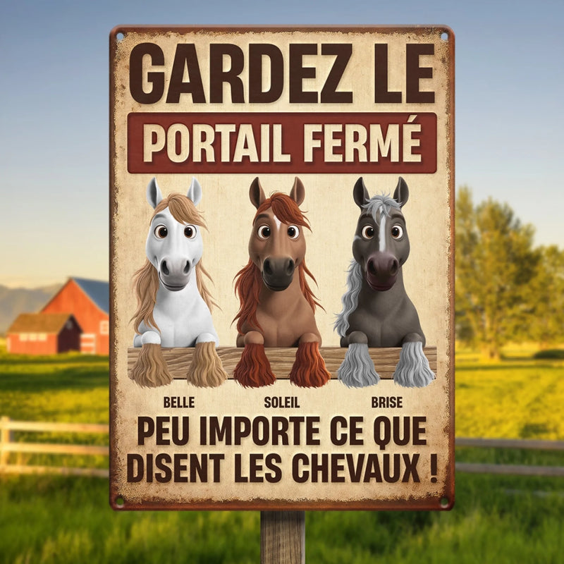 Panneau Métallique Personnalisé Pour La Décoration De La Maison – Cadeaux D’Anniversaire Personnalisés Pour Hommes Et Femmes, Amoureux Des Chevaux – Sérieusement, Ferme La Barrière