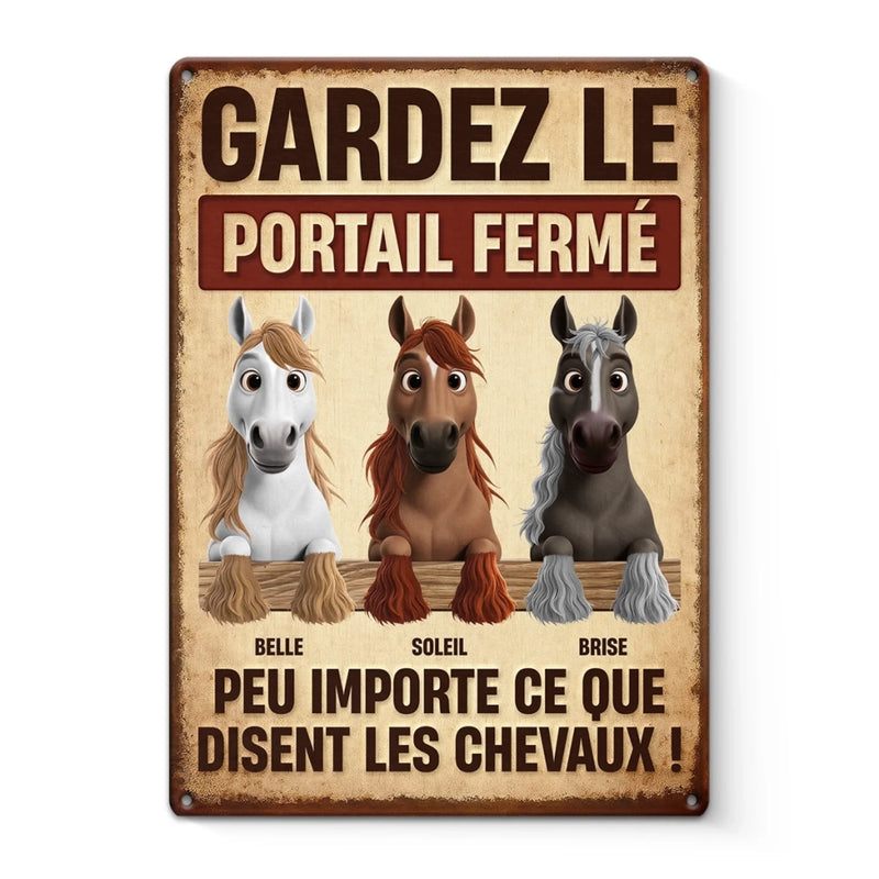 Panneau Métallique Personnalisé Pour La Décoration De La Maison – Cadeaux D’Anniversaire Personnalisés Pour Hommes Et Femmes, Amoureux Des Chevaux – Sérieusement, Ferme La Barrière