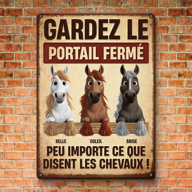 Panneau Métallique Personnalisé Pour La Décoration De La Maison – Cadeaux D’Anniversaire Personnalisés Pour Hommes Et Femmes, Amoureux Des Chevaux – Sérieusement, Ferme La Barrière