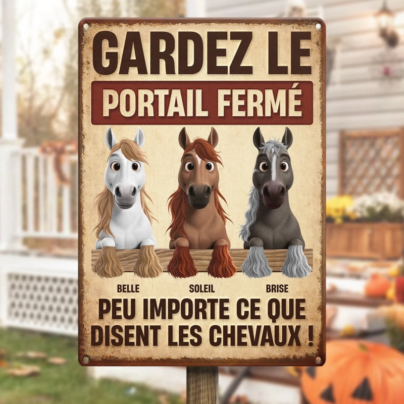 Panneau Métallique Personnalisé Pour La Décoration De La Maison – Cadeaux D’Anniversaire Personnalisés Pour Hommes Et Femmes, Amoureux Des Chevaux – Sérieusement, Ferme La Barrière