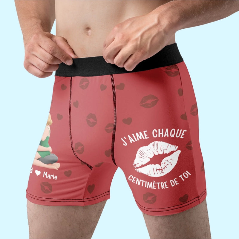 Boxer Homme Personnalisé – Cadeaux D’Anniversaire, De Noël Et De Mariage Pour Mari Et Femme, Pour Lui Et Pour Elle – J'aime Chaque Centimètre De Toi