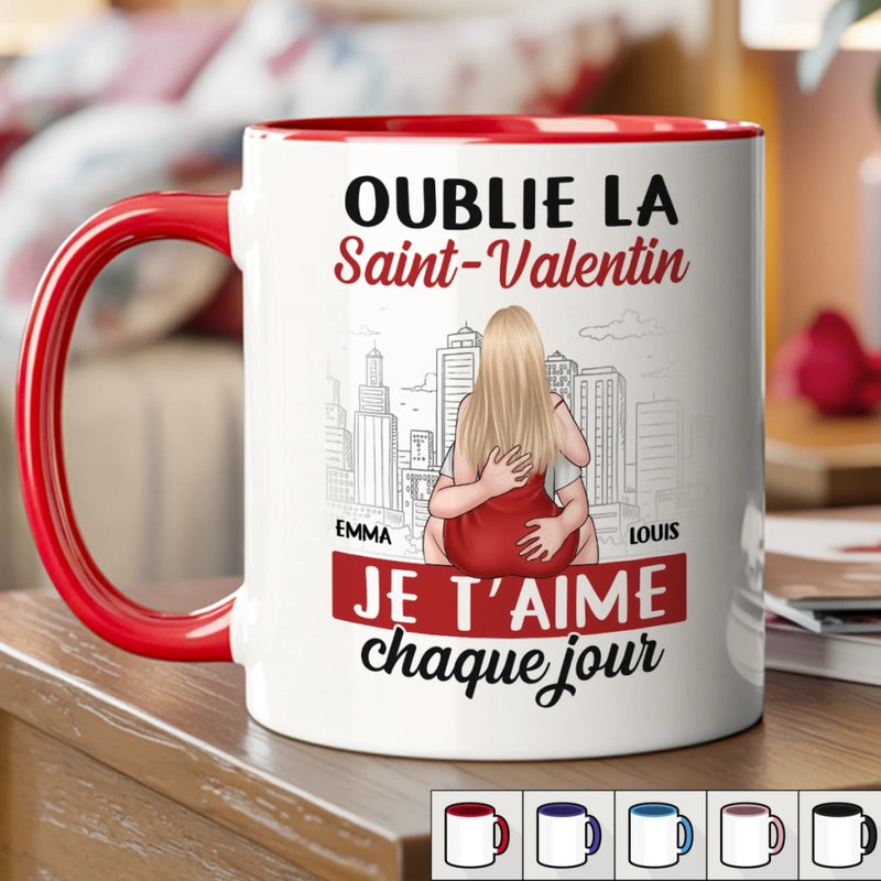 Tasse Personnalisée Bicolore – Cadeaux D’Anniversaire Et De Mariage Pour Mari Et Femme, Pour Lui Et Pour Elle – J'aime Chaque Centimètre De Toi