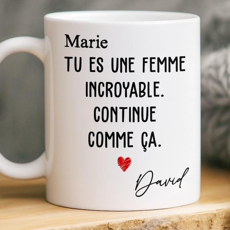 Tasse Personnalisée – Cadeaux D’Anniversaire De Mariage Pour Mari Et Femme, Pour Lui Et Pour Elle – Grâce À Toi, Je Me Sens Invincible Chaque Jour
