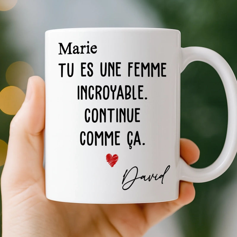 Tasse Personnalisée – Cadeaux D’Anniversaire De Mariage Pour Mari Et Femme, Pour Lui Et Pour Elle – Grâce À Toi, Je Me Sens Invincible Chaque Jour