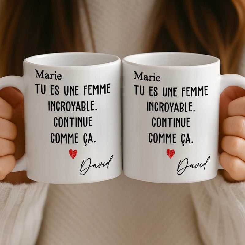 Tasse Personnalisée – Cadeaux D’Anniversaire De Mariage Pour Mari Et Femme, Pour Lui Et Pour Elle – Grâce À Toi, Je Me Sens Invincible Chaque Jour
