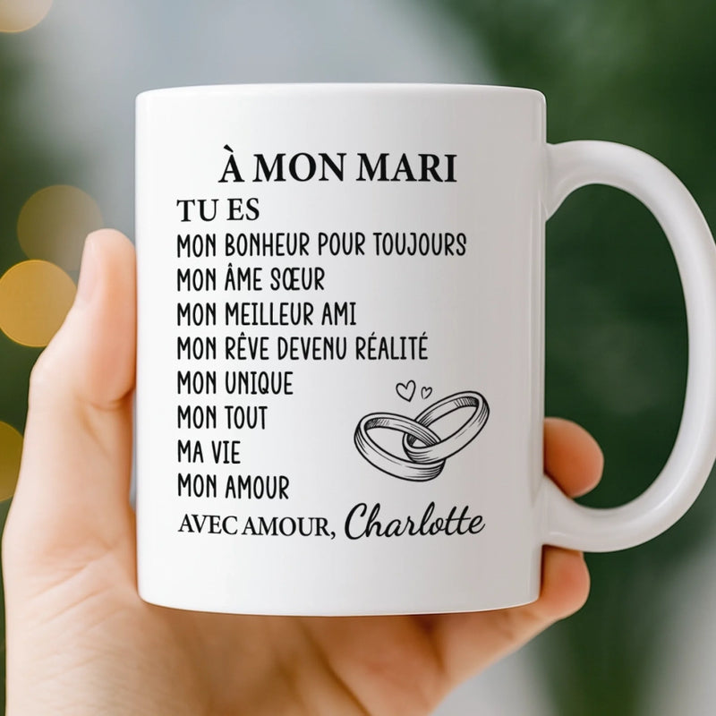 Tasse Personnalisée – Cadeaux D’Anniversaire De Mariage Pour Mari Et Femme, Pour Lui Et Pour Elle – Ton Amour Fait De Moi La Meilleure Version De Moi-Même