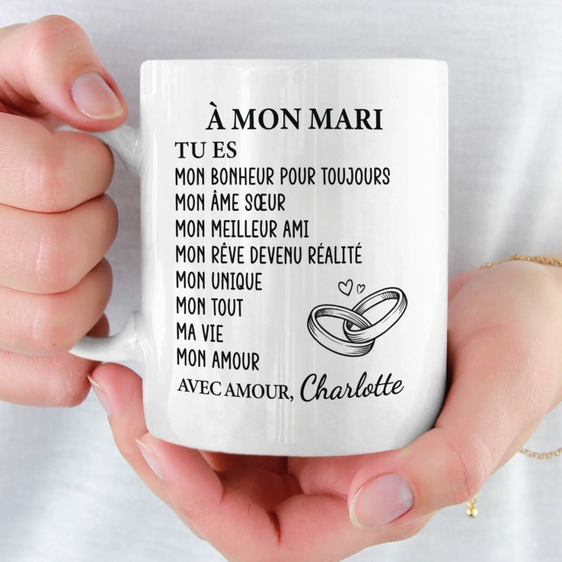 Tasse Personnalisée – Cadeaux D’Anniversaire De Mariage Pour Mari Et Femme, Pour Lui Et Pour Elle – Ton Amour Fait De Moi La Meilleure Version De Moi-Même