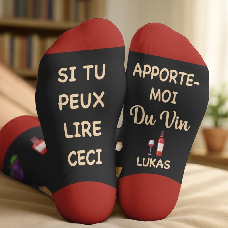 Chaussettes Personnalisées – Cadeaux De Noël Et D’Anniversaire Personnalisés Pour Meilleures Amies, Sœurs, La Famille Et Vous-Même – Apporte-Moi Du Vin