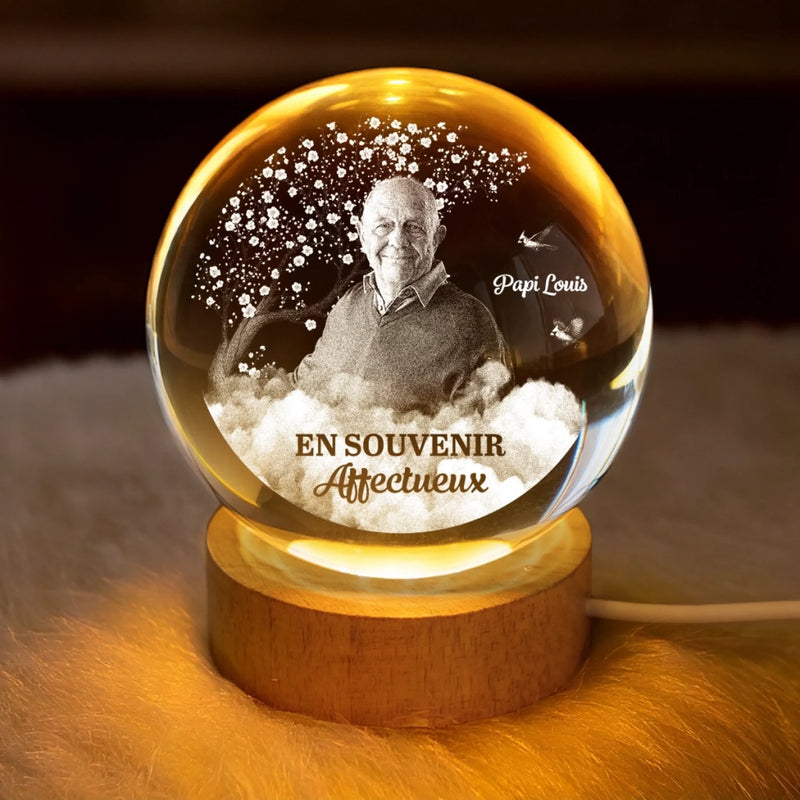 Lampe Globe En Cristal Personnalisée Avec Photo – Cadeaux Commémoratifs Personnalisés Pour Honorer La Mémoire De Maman Et Papa – En Souvenir Rempli D’Amour