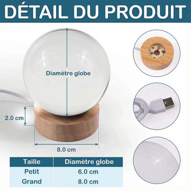 Lampe Globe En Cristal Personnalisée Avec Photo – Cadeaux Commémoratifs Personnalisés Pour Honorer La Mémoire De Maman Et Papa – La Lumière Que Tu As Laissée Ne S’Éteindra Jamais