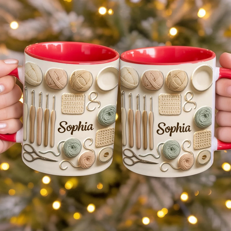 Tasse Personnalisée Bicolore – Cadeaux D’Anniversaire Personnalisés Pour Meilleures Amies, Sœurs, Famille Et Vous-Même – Là Où Chaque Maille Devient Un Moment De Joie