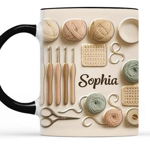 Tasse personnalisée bicolore – Cadeaux d'anniversaire personnalisés pour meilleures amies, sœurs, famille et vous-même – Là où chaque maille devient un moment de joie