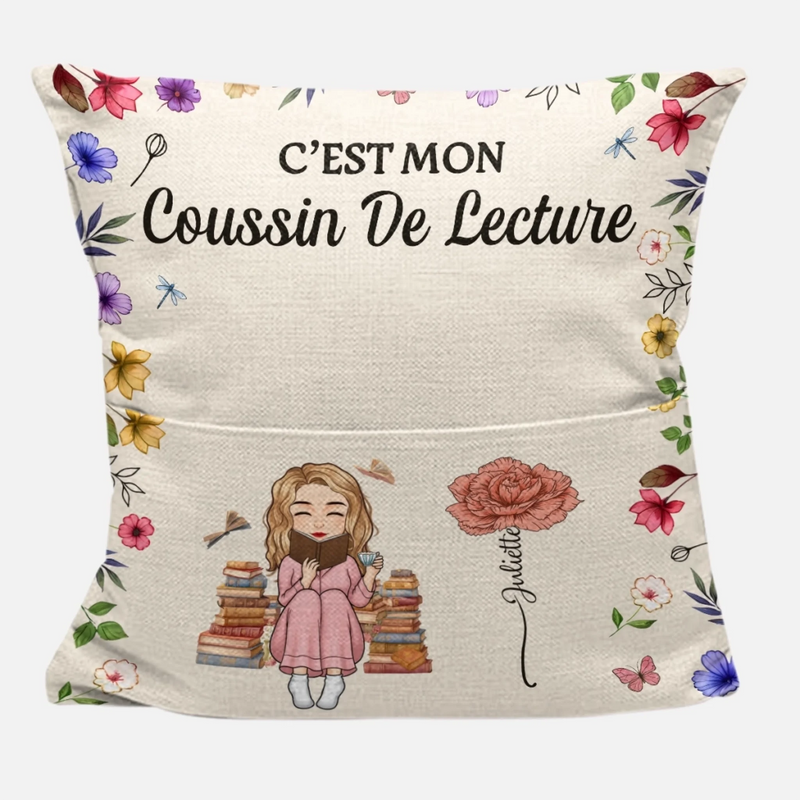 Coussin À Poche Personnalisé – Cadeaux Pour Amoureux Des Livres, Rats De Bibliothèque, Lecteurs – La Chaleur Vit Dans Les Histoires