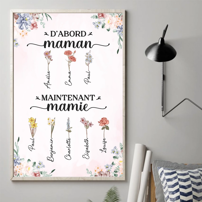 Affiche Verticale Personnalisée – Cadeaux D’Anniversaire Personnalisés Pour Maman Et Grand-Maman – Des Générations Unies Par L’Amour