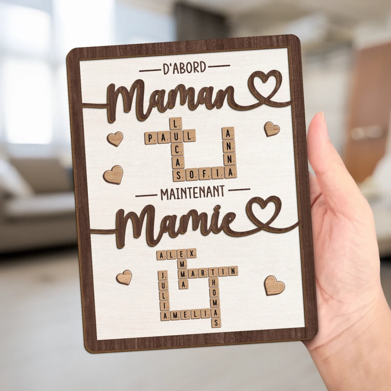 Plaque En Bois Personnalisée Style Scrabble À Deux Couches – Cadeaux D’Anniversaire Personnalisés Pour Maman Et Mamie – Fait Avec Amour Pour Toi
