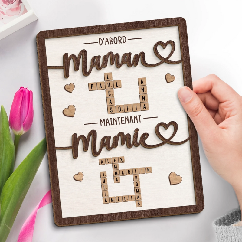 Plaque En Bois Personnalisée Style Scrabble À Deux Couches – Cadeaux D’Anniversaire Personnalisés Pour Maman Et Mamie – Fait Avec Amour Pour Toi