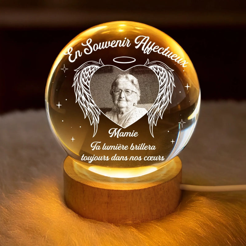 Lampe Globe En Cristal Personnalisée Avec Photo – Cadeaux Commémoratifs Personnalisés Pour Honorer La Mémoire De Maman Et Papa – Tes Ailes Étaient Prêtes, Mais Pas Mon Cœur