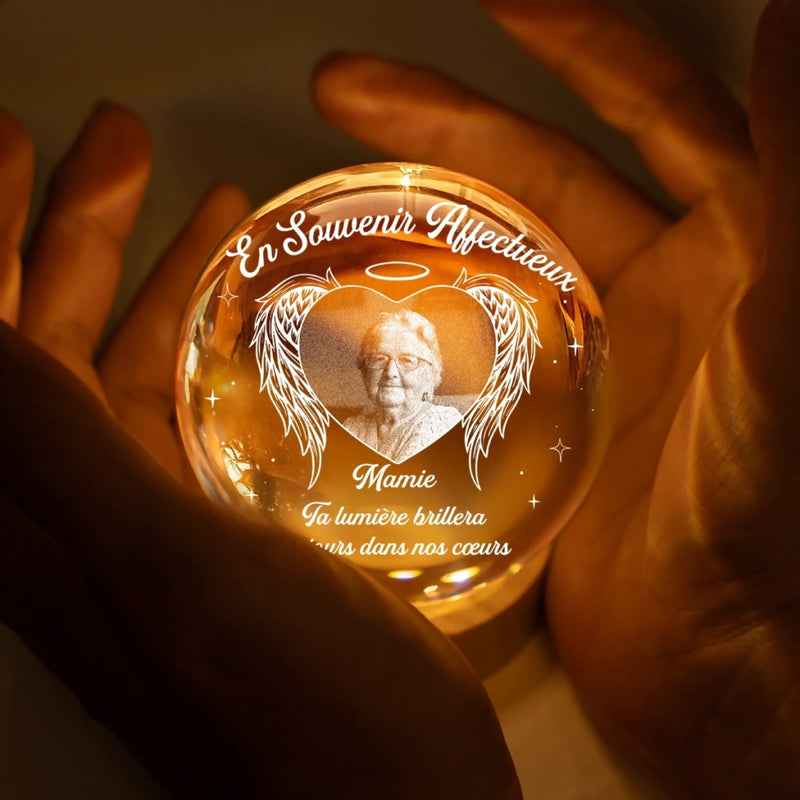 Lampe Globe En Cristal Personnalisée Avec Photo – Cadeaux Commémoratifs Personnalisés Pour Honorer La Mémoire De Maman Et Papa – Tes Ailes Étaient Prêtes, Mais Pas Mon Cœur