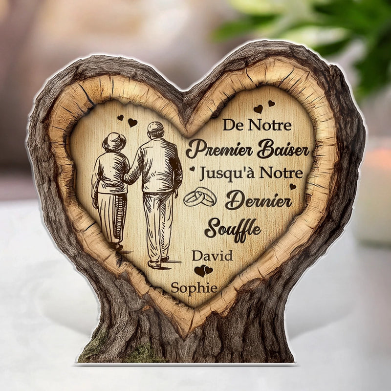 Plaque Acrylique Personnalisée En Forme – Cadeaux D’Anniversaire De Mariage Et De Mariage Pour Mari Et Femme, Pour Lui Et Pour Elle – Notre Voyage A Commencé Par Un Premier Baiser