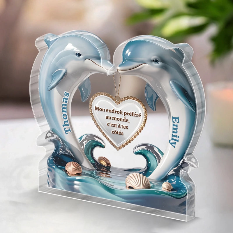 Plaque Acrylique Personnalisée En Forme – Cadeaux D’Anniversaire De Mariage Et De Mariage Pour Mari Et Femme, Pour Lui Et Pour Elle – Là Où Nos Cœurs Se Retrouvent