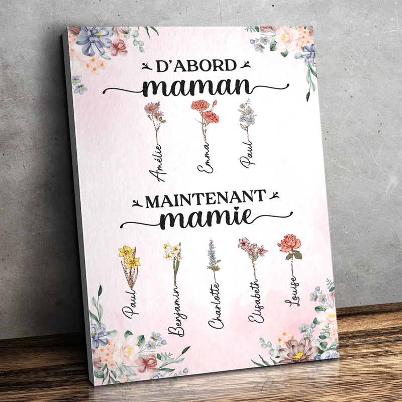 Toile Verticale Personnalisée – Cadeaux D’Anniversaire Personnalisés Pour Mamie – Une Année De Plus Entourée D’Amour