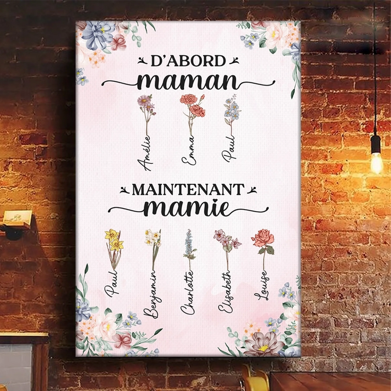 Toile Verticale Personnalisée – Cadeaux D’Anniversaire Personnalisés Pour Mamie – Une Année De Plus Entourée D’Amour