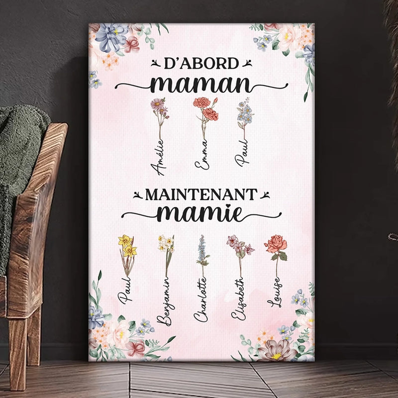 Toile Verticale Personnalisée – Cadeaux D’Anniversaire Personnalisés Pour Mamie – Une Année De Plus Entourée D’Amour