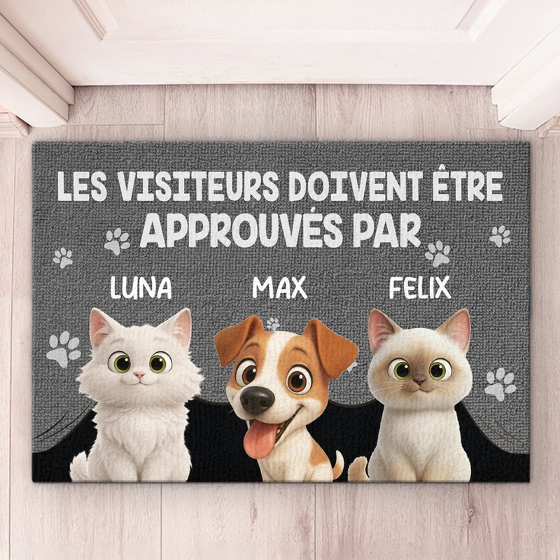 Tapis Décoratif Personnalisé Pour La Maison – Cadeaux De Noël Et D’Anniversaire Personnalisés Pour Famille, Amoureux Des Chiens Et Des Chats – Accès Autorisé Uniquement Avec L’Approbation Des Poilus