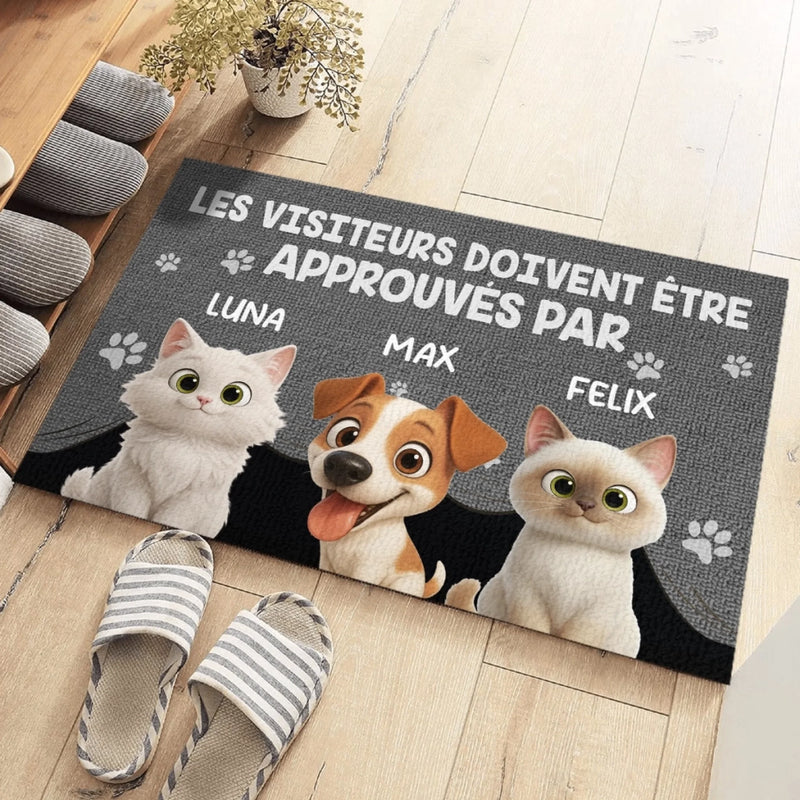 Tapis Décoratif Personnalisé Pour La Maison – Cadeaux De Noël Et D’Anniversaire Personnalisés Pour Famille, Amoureux Des Chiens Et Des Chats – Accès Autorisé Uniquement Avec L’Approbation Des Poilus
