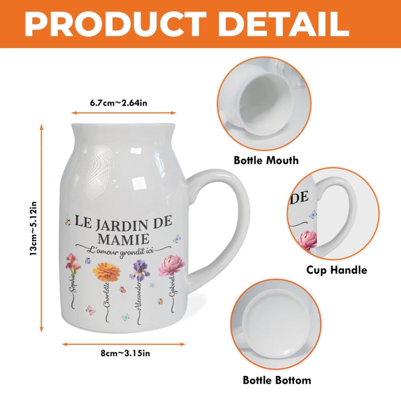 Vase Décoratif Pour La Maison Personnalisé – Cadeaux D’Anniversaire Personnalisés Pour Maman Et Mamie – L’Amour Grandit Le Mieux Dans Le Jardin De Mamie