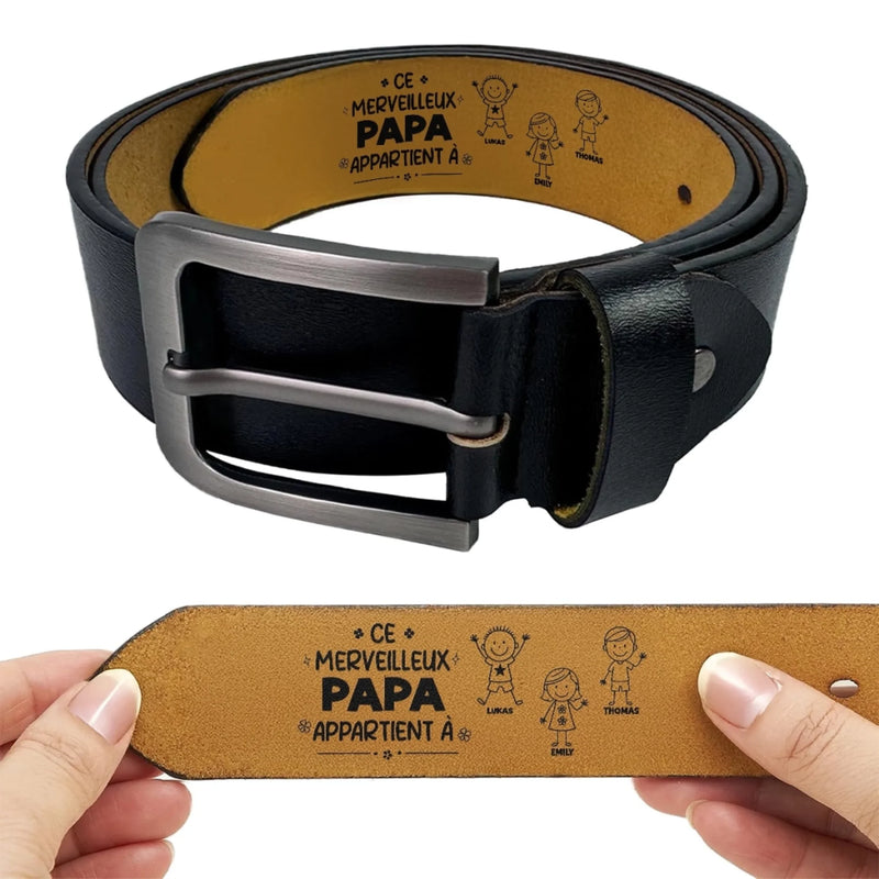Ceinture En Cuir Gravée Personnalisée – Cadeaux D’Anniversaire Personnalisés Pour Papa Et Grand-Père – Racines Fortes, Papa Fort, Amour Inébranlable