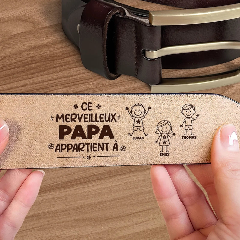 Ceinture En Cuir Gravée Personnalisée – Cadeaux D’Anniversaire Personnalisés Pour Papa Et Grand-Père – Racines Fortes, Papa Fort, Amour Inébranlable