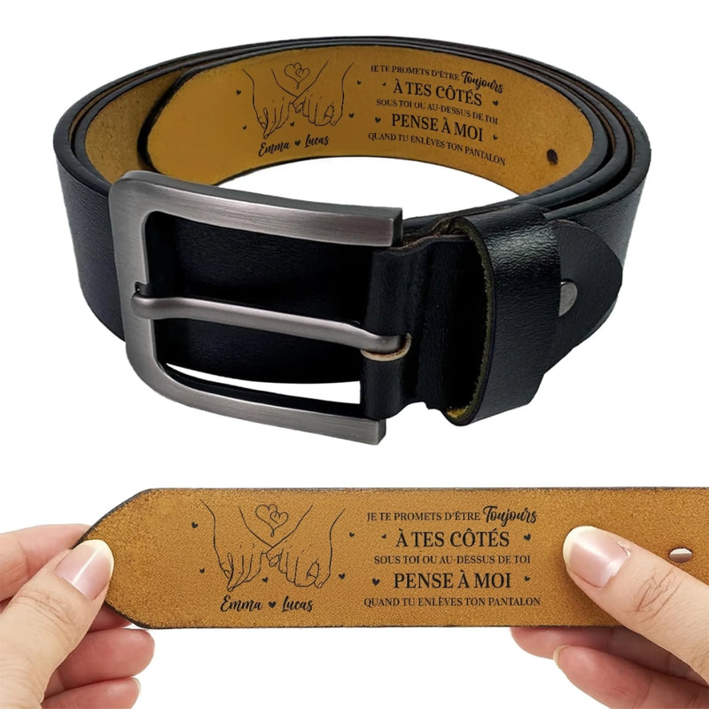 Ceinture En Cuir Gravée Personnalisée – Cadeaux D’Anniversaire, De Noël Et De Mariage Pour Mari Et Femme, Pour Lui Et Pour Elle – Avec Toi, Tout A Plus De Sens
