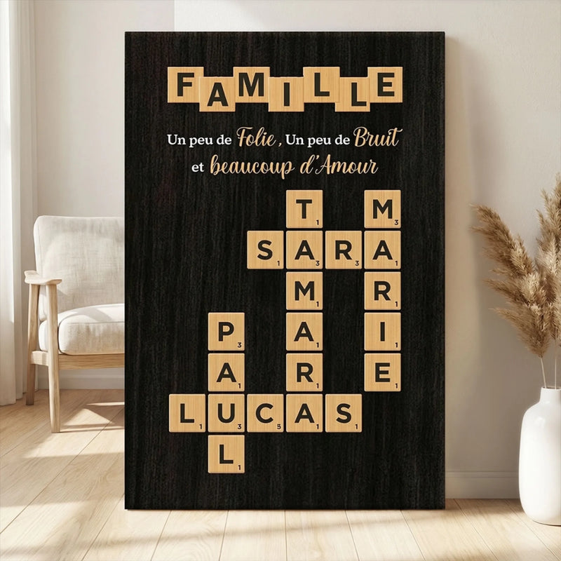 Toile Verticale Scrabble Personnalisée – Cadeaux D’Anniversaire Personnalisés Pour Maman, Papa, Frère, Sœur Et Enfants – Épeler Notre Amour Mot Après Mot