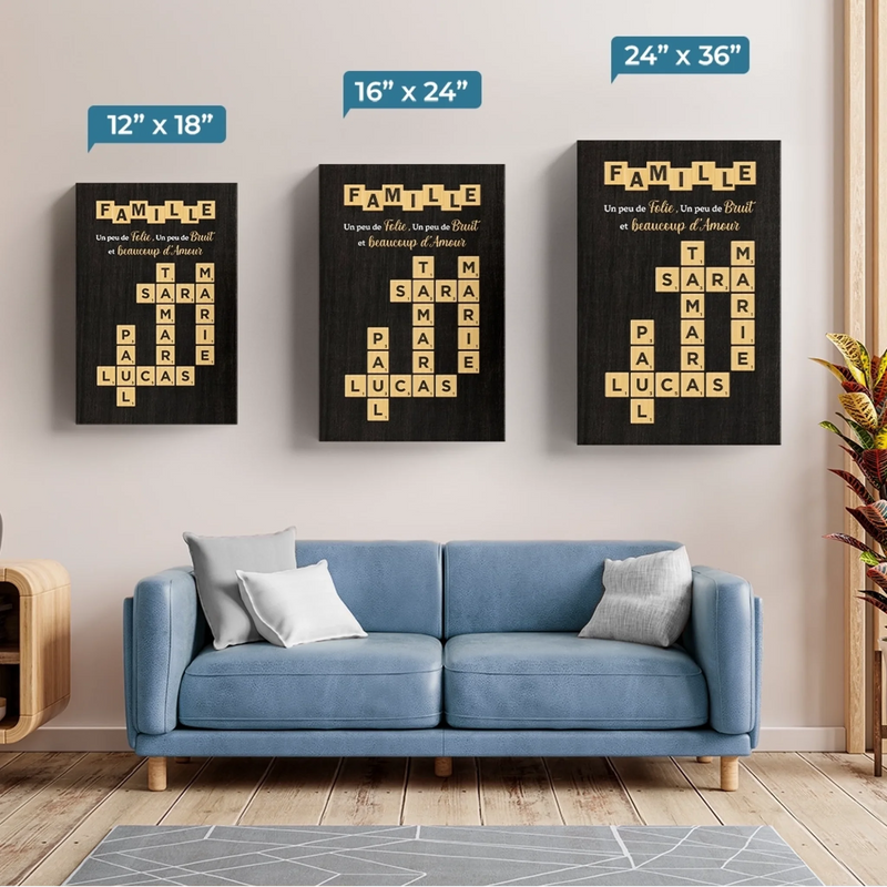 Toile Verticale Scrabble Personnalisée – Cadeaux D’Anniversaire Personnalisés Pour Maman, Papa, Frère, Sœur Et Enfants – Épeler Notre Amour Mot Après Mot