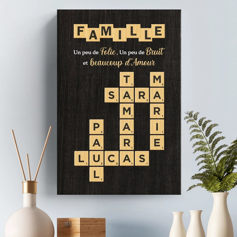 Toile Verticale Scrabble Personnalisée – Cadeaux D’Anniversaire Personnalisés Pour Maman, Papa, Frère, Sœur Et Enfants – Épeler Notre Amour Mot Après Mot