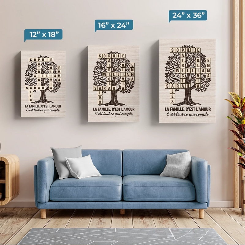 Toile Verticale Scrabble Personnalisée – Cadeaux D’Anniversaire Personnalisés Pour Maman, Papa, Frère, Sœur Et Enfants – Chaque Nom Raconte Une Histoire D’Amour